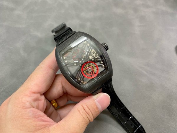 Đồng Hồ Franck Muller V45 Tourbillon Skeleton Vỏ Carbon Replica 45mm (7)