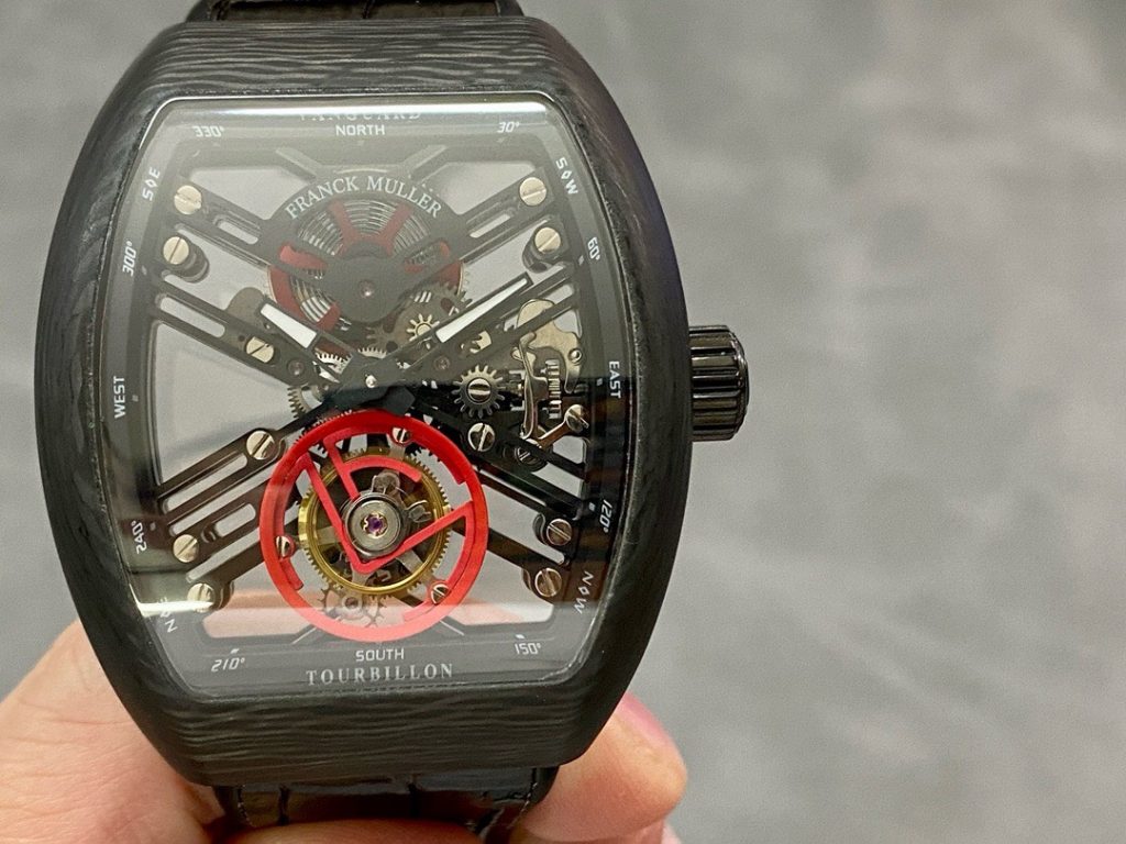 Đồng Hồ Franck Muller V45 Tourbillon Skeleton Vỏ Carbon Replica 45mm (7)