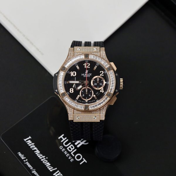 Đồng Hồ Hublot Nam Đính Đá Big Bang Chronograph King Gold 44mm (1)