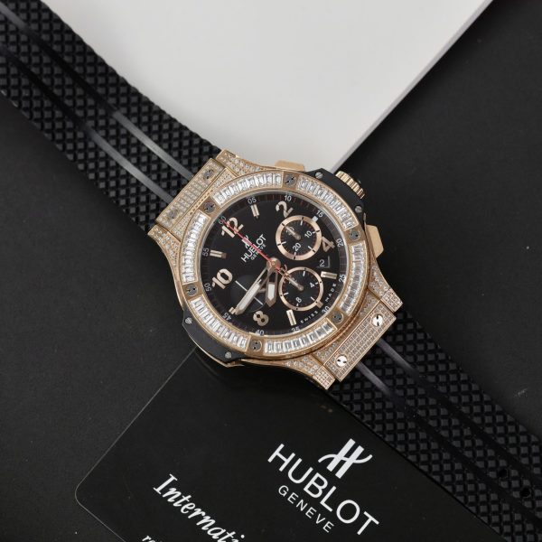 Đồng Hồ Hublot Nam Đính Đá Big Bang Chronograph King Gold 44mm (1)