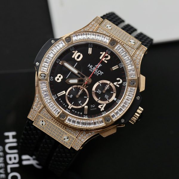 Đồng Hồ Hublot Nam Đính Đá Big Bang Chronograph King Gold 44mm (1)