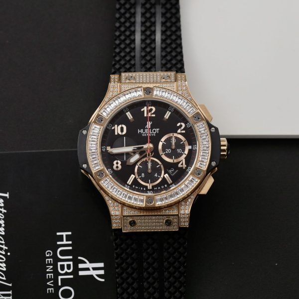 Đồng Hồ Hublot Nam Đính Đá Big Bang Chronograph King Gold 44mm (1)