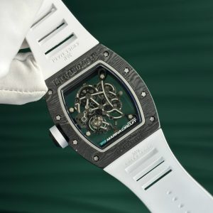 Đồng Hồ Richard Mille Chế Tác Carbon NTPT RM055 Dây Cao Su Trắng ZF (2)