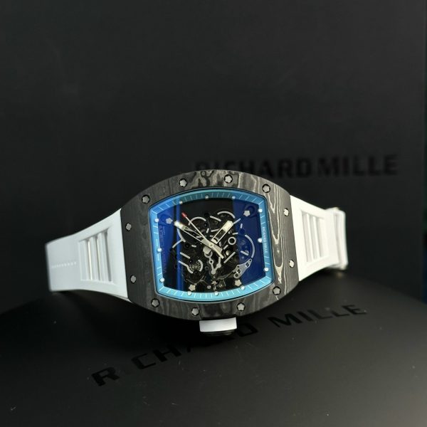 Đồng Hồ Richard Mille Chế Tác Carbon NTPT RM055 Dây Cao Su Trắng ZF (2)