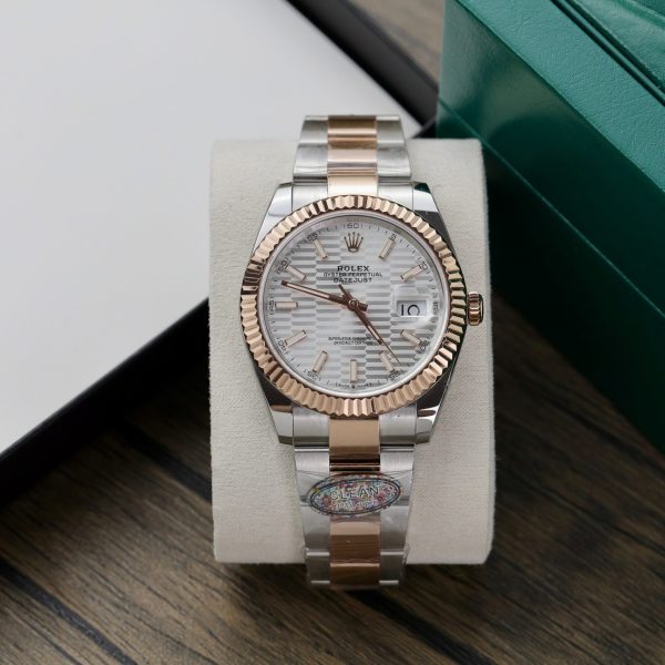 Đồng Hồ Rolex Fake Cao Cấp Nhất DateJust 126331 Mặt Nếp Gấp Trắng Clean 41mm (5)