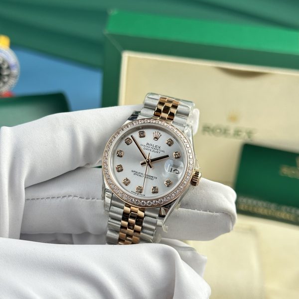 Đồng Hồ Rolex Nữ Đính Đá DateJust Replica Cao Cấp Nhất 31mm