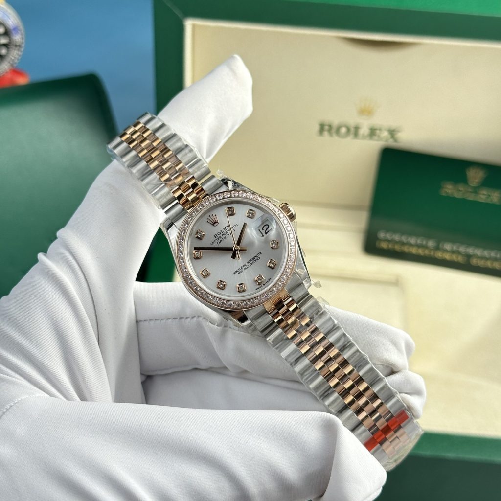 Đồng Hồ Rolex Nữ Đính Đá DateJust Replica Cao Cấp Nhất 31mm