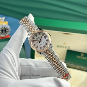 Đồng Hồ Rolex Nữ Mặt Khảm Trai Trắng Replica Cao Cấp Nhất DateJust 31mm (4)