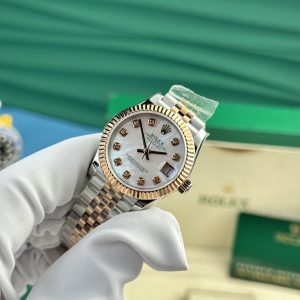 Đồng Hồ Rolex Nữ Mặt Khảm Trai Trắng Replica Cao Cấp Nhất DateJust 31mm (4)