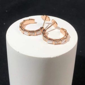 Bông Tai BVLGari Serpenti Vipper Đá Quý Kim Cương Vàng Hồng 18K Chế Tác (2)