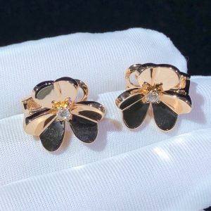 Bông Tai Nữ Van Cleef & Arpels Frivole Kim Cương Tự Nhiên Vàng Hồng 18K Tuỳ Chỉnh (2)