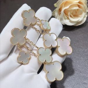 Bông Tai Van Cleef & Arpels Alhambra Nữ Chế Tác Xà Cừ Vàng 18K (2)