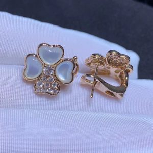 Bông Tai Van Cleef & Arpels Flora Cosmos Chế Tác Xà Cừ Kim Cương Tự Nhiên Vàng Hồng 18K (2)