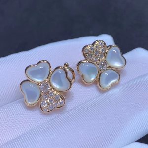 Bông Tai Van Cleef & Arpels Flora Cosmos Chế Tác Xà Cừ Kim Cương Tự Nhiên Vàng Hồng 18K (2)