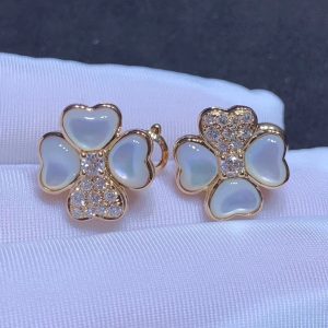 Bông Tai Van Cleef & Arpels Flora Cosmos Chế Tác Xà Cừ Kim Cương Tự Nhiên Vàng Hồng 18K (2)