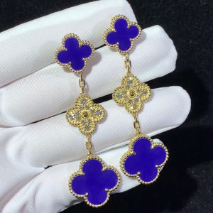 Bông Tai Van Cleef & Arpels Magic Alhambra Đá Quý Kim Cương Thiên Nhiên Vàng 18K Chế Tác (2)