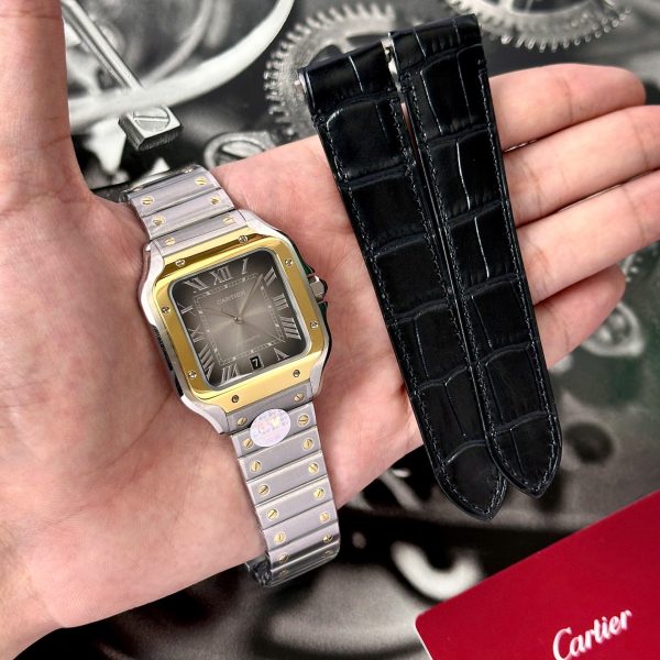 Đồng Hồ Cartier Santos CRW2SA0030 Demi Vàng Mặt Xám BV Factory (1)