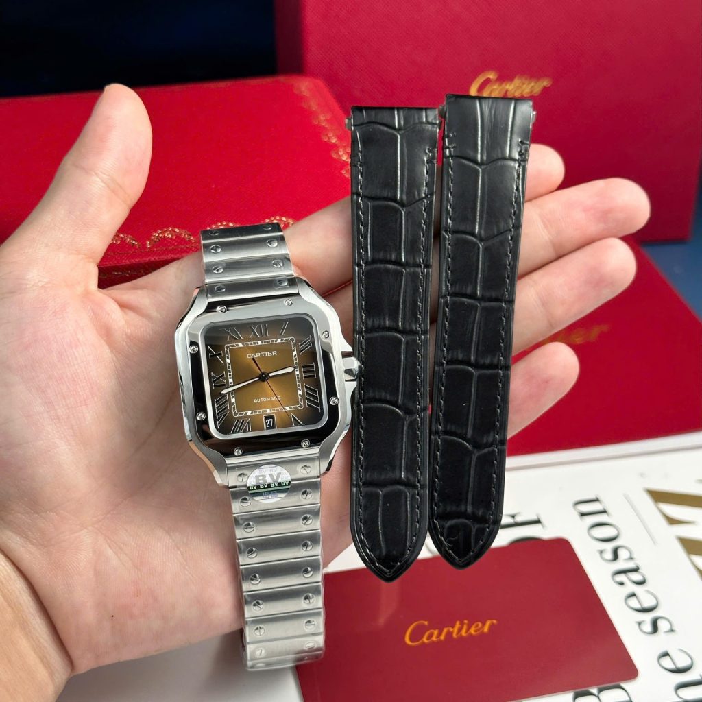 Đồng Hồ Cartier Santos WSSA0064 Mặt Nâu BV Factory 39 (2)