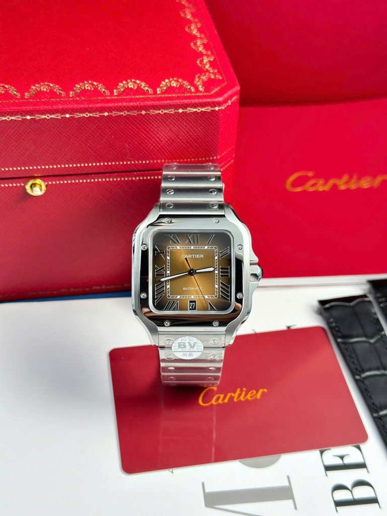 Đồng Hồ Cartier Santos WSSA0064 Mặt Nâu BV Factory 39 (2)