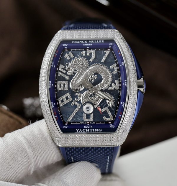 Đồng Hồ Franck Muller V45 Rồng Xanh Đính Đá Nhà Máy ABF 45mm (5)