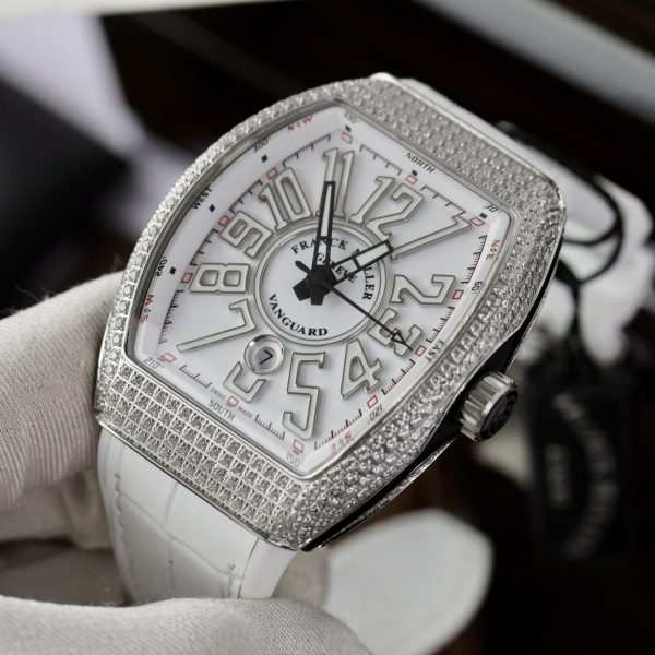 Đồng Hồ Franck Muller V45 SCDT Đính Đá Màu Trắng Nhà Máy ABF 45mm (10)