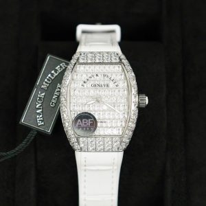 Đồng Hồ Franck Muller Vanguard V32 Đính Đá Baguette Màu Trắng 36mm (9)