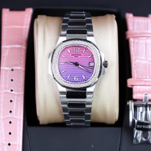 Đồng Hồ Patek Philippe Nautilus 7010G Màu Hồng Đính Đá Nhà Máy GR 32mm (1)