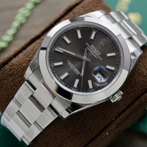 Đồng Hồ Rolex DateJust 126300 Mặt Số Xám Niềng Trơn Nhà Máy VS 41mm (6)