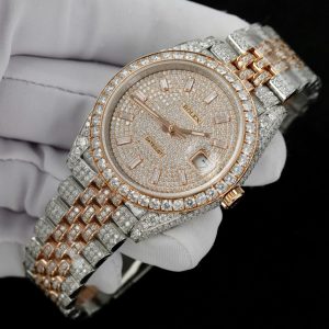 Đồng Hồ Rolex DateJust Chế Tác Full Kim Cương Moissanite Hong Kong 41mm (2)