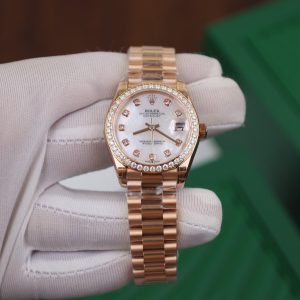 Đồng Hồ Rolex DateJust Mặt Khảm Trai Trắng Đính Moissanite 31mm (4)