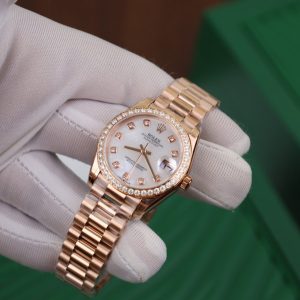 Đồng Hồ Rolex DateJust Mặt Khảm Trai Trắng Đính Moissanite 31mm (4)