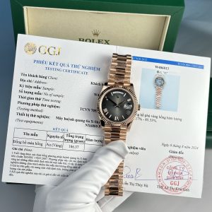 Đồng Hồ Rolex Day-Date 228235 Bọc Vàng Mặt Xám Ombre 186 Grams QF (10)