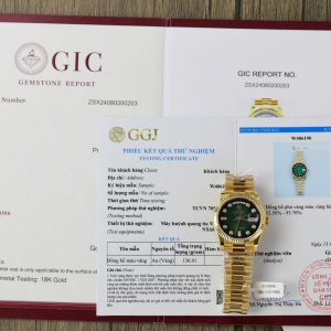 Đồng Hồ Rolex Day-Date Bọc Vàng Mặt Số Ombre Xanh Lá Cây Replica 36mm (1)