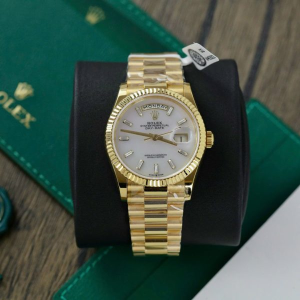 Đồng Hồ Rolex Day-Date Chế Tác Bọc Vàng Cọc Số Đá GM V3 36mm (12)