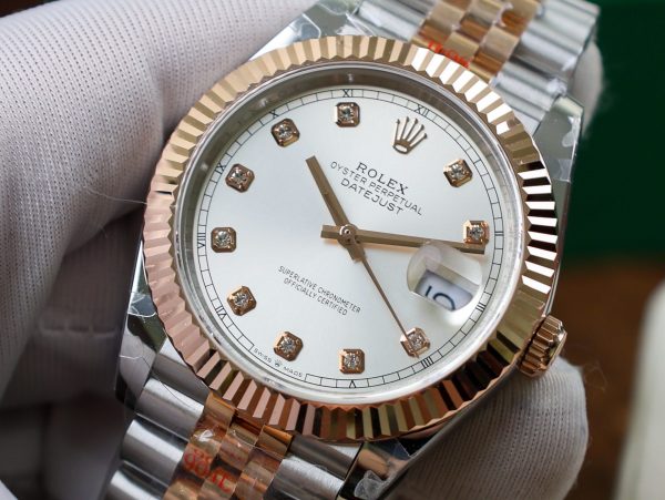 Đồng Hồ Rolex Nam DateJust Bọc Vàng Hồng Cọc Đính Đá Nhà Máy GM (3)