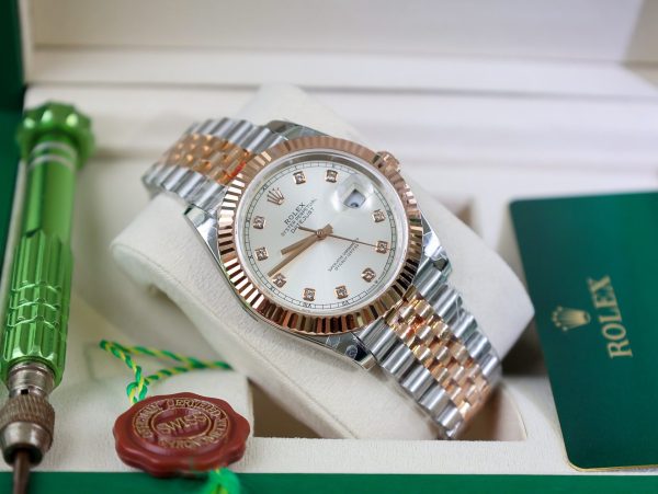 Đồng Hồ Rolex Nam DateJust Bọc Vàng Hồng Cọc Đính Đá Nhà Máy GM (3)