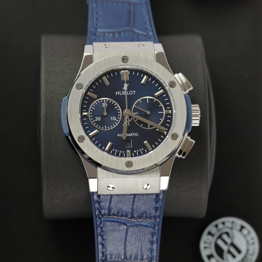 ĐồngHồ Hublot Fake 11 Classic Fusion Chronograph Màu Xanh 42mm (5)