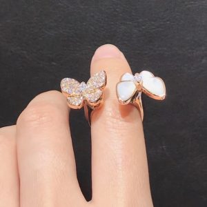 Nhẫn Van Cleef & Arpels Butterfly Chế Tác Xà Cừ Kim Cương Tự Nhiên Vàng Hồng 18K (2)