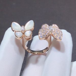 Nhẫn Van Cleef & Arpels Butterfly Chế Tác Xà Cừ Kim Cương Tự Nhiên Vàng Hồng 18K (2)