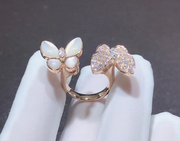 Nhẫn Van Cleef & Arpels Butterfly Chế Tác Xà Cừ Kim Cương Tự Nhiên Vàng Hồng 18K (2)