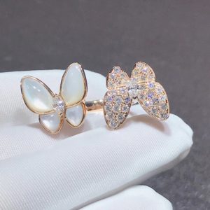 Nhẫn Van Cleef & Arpels Butterfly Chế Tác Xà Cừ Kim Cương Tự Nhiên Vàng Hồng 18K (2)