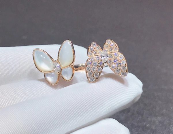 Nhẫn Van Cleef & Arpels Butterfly Chế Tác Xà Cừ Kim Cương Tự Nhiên Vàng Hồng 18K (2)