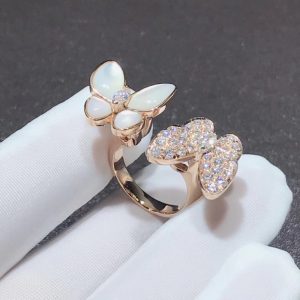 Nhẫn Van Cleef & Arpels Butterfly Chế Tác Xà Cừ Kim Cương Tự Nhiên Vàng Hồng 18K (2)