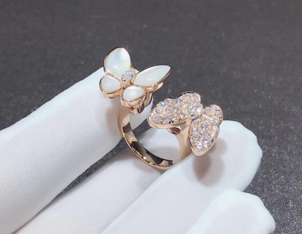 Nhẫn Van Cleef & Arpels Butterfly Chế Tác Xà Cừ Kim Cương Tự Nhiên Vàng Hồng 18K (2)