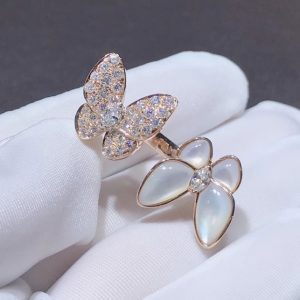 Nhẫn Van Cleef & Arpels Butterfly Chế Tác Xà Cừ Kim Cương Tự Nhiên Vàng Hồng 18K (2)