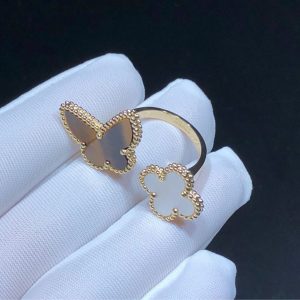 Nhẫn Van Cleef & Arpels Lucky Alhambra Tuỳ Chỉnh Xà Cừ Đá Quý Vàng 18K (2)