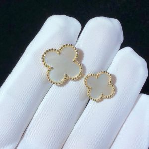 Nhẫn Van Cleef & Arpels Magic Alhambra Khảm Xà Cừ Chế Tác Vàng 18K (2)