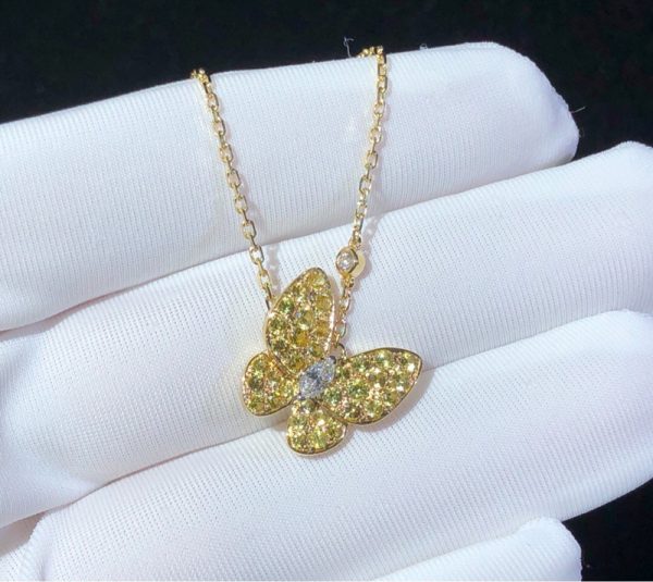 Vòng Cổ Nữ Van Cleef & Arpels Butterfly Đá Quý Kim Cương Vàng 18K Chế Tác (2)