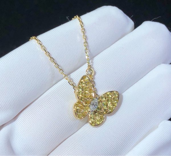 Vòng Cổ Nữ Van Cleef & Arpels Butterfly Đá Quý Kim Cương Vàng 18K Chế Tác (2)