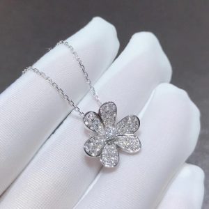 Vòng Cổ Nữ Van Cleef & Arpels Frivole Kim Cương Thiên Nhiên Vàng Trắng 18K Chế Tác (2)